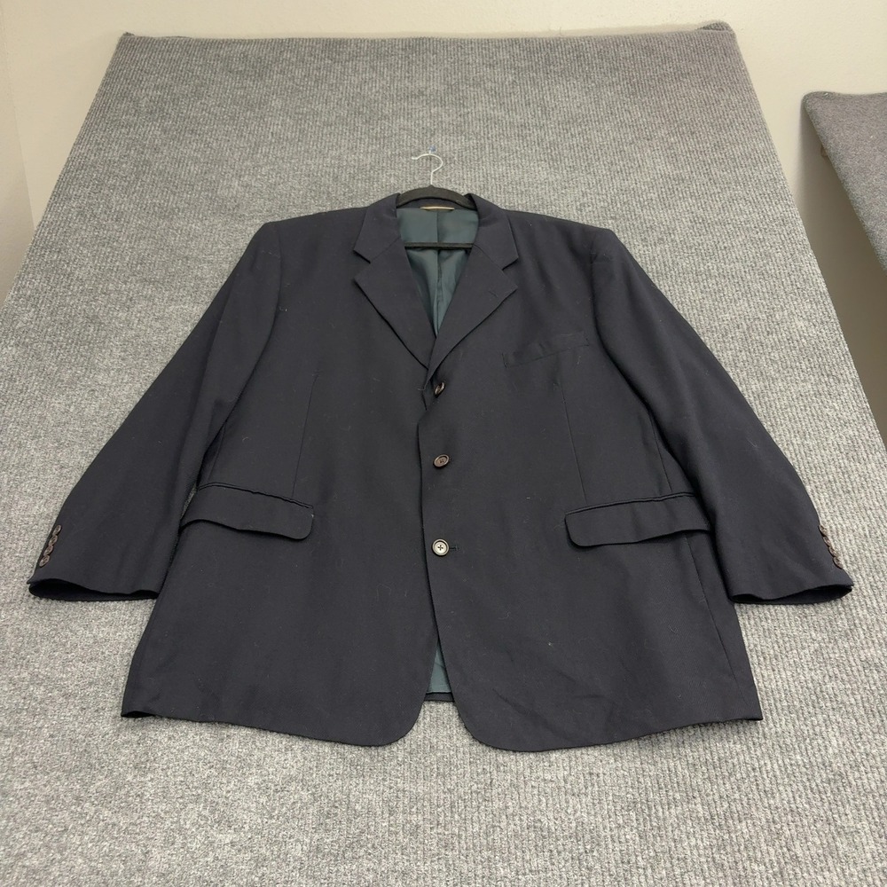 Vintage Fioravanti Sport Coat Mens 54R Blue Wool Three Button Classic Style
